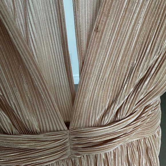 Sabina Musayev MAZE Gold Tiered Maxi Dress Ruffle Sleeve Tie - XS X SMALL - Picture 10 of 13